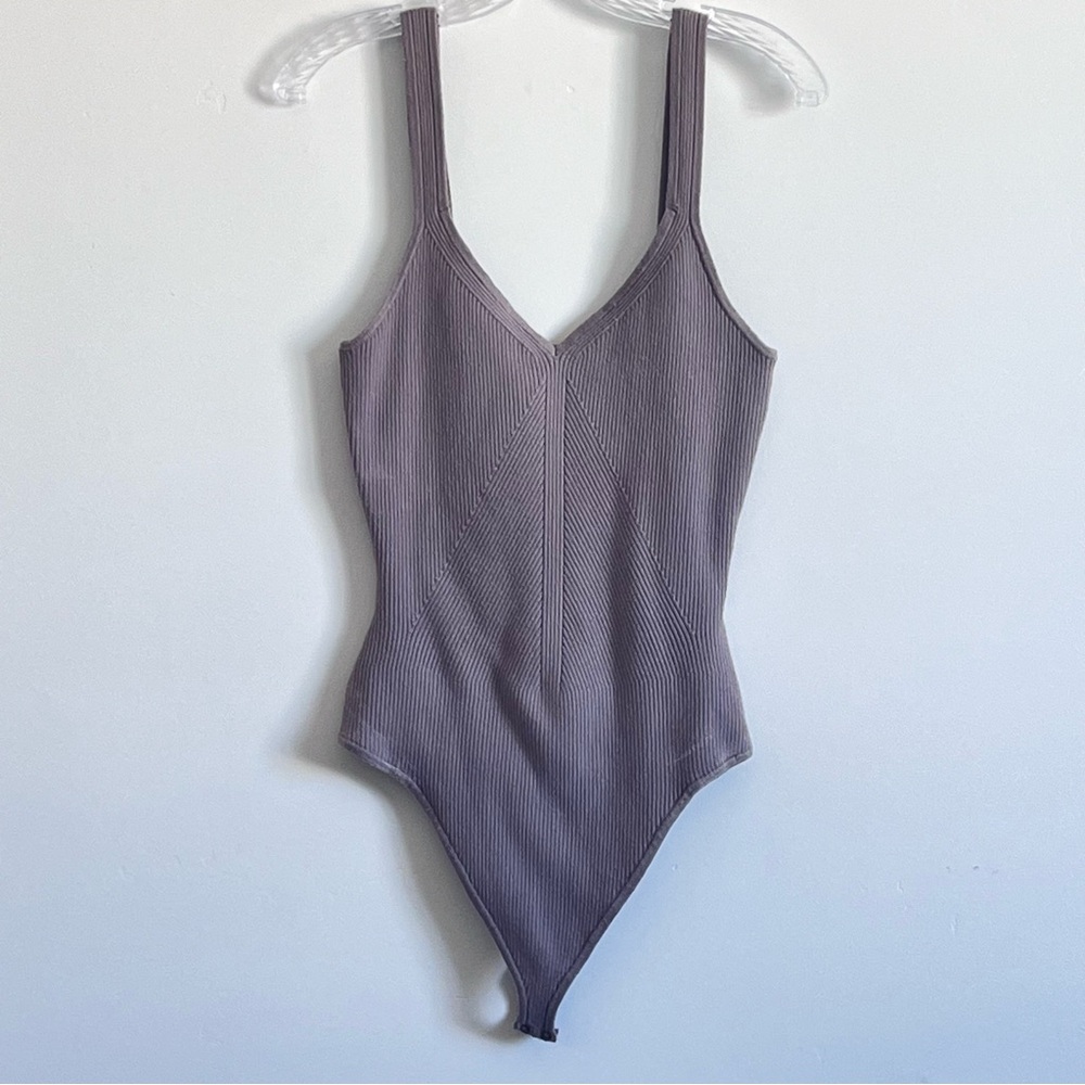 Abercrombie & Fitch Soft Ribbed Knit Beige Taupe Street Tank Bodysuit